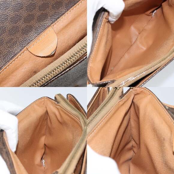 CELINE Macadam Canvas Shoulder Bag Pvc Leather Brown Gold - Picture 11 of 12